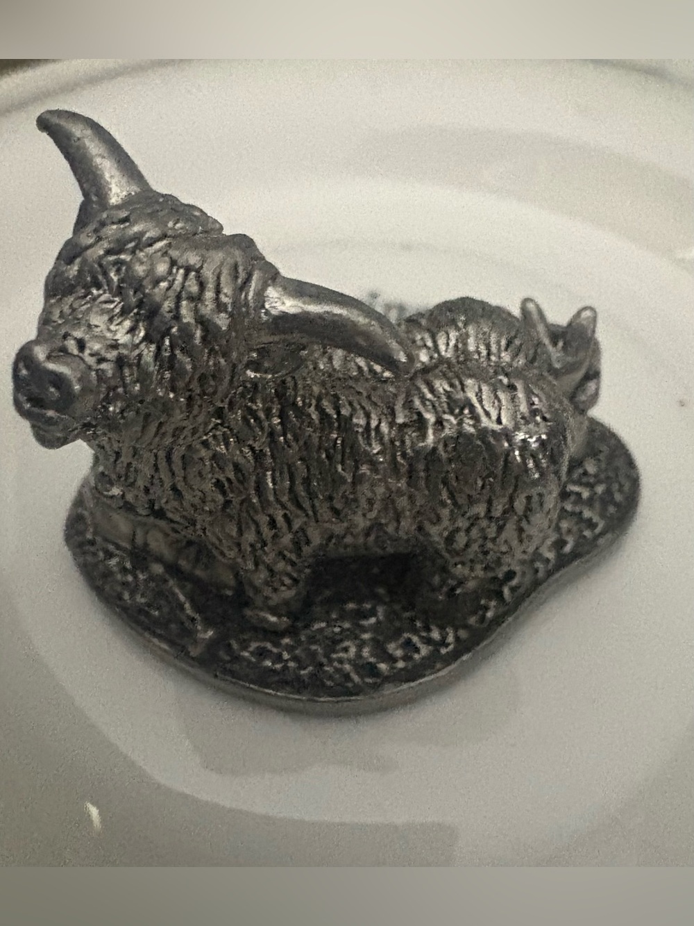 Scotland solid pewter mini HighLand cow figurine adorable signed by artist